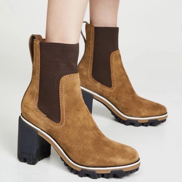 rag & bone Shoes - rag & bone Two-Tone Chestnut Suede Chelsea Lug Heel Boots